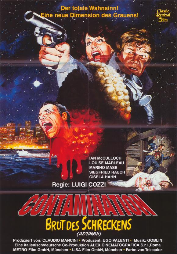 Alien Contamination Movie Poster Print featuring eerie sci-fi imagery.