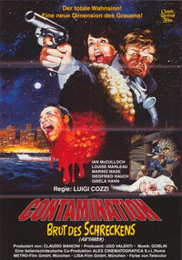 Alien Contamination Movie Poster Print featuring eerie sci-fi imagery.