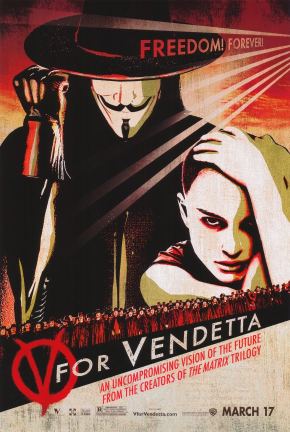V for Vendetta Movie Poster Print showcasing striking dystopian artwork.