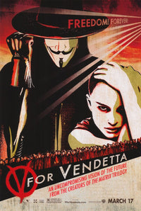 V for Vendetta Movie Poster Print showcasing striking dystopian artwork.