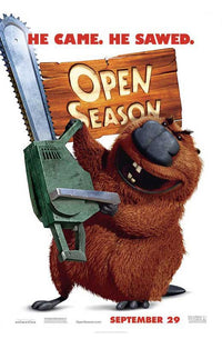 Open Season Movie Poster Print featuring vibrant characters and scenes.