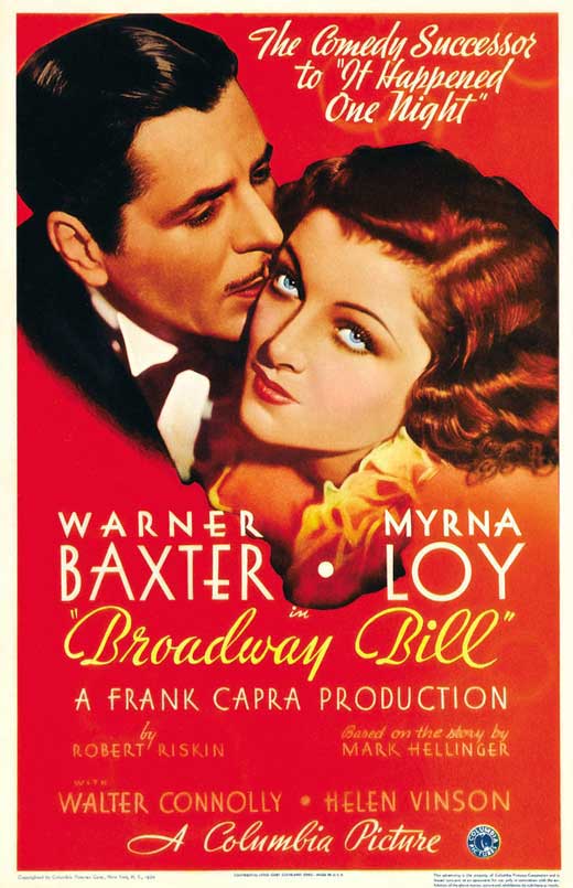 Broadway Bill Movie Poster Print showcasing classic cinema art.