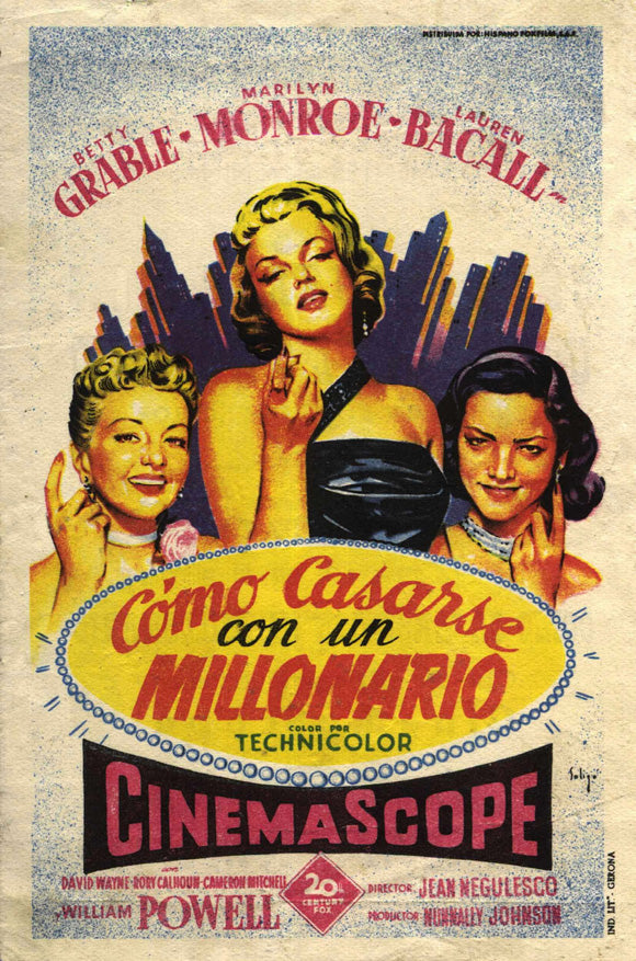 How to Marry a Millionaire Movie Poster Print featuring classic film imagery.