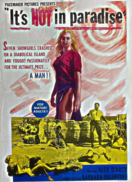 It's Hot in Paradise Movie Poster Print showcasing vibrant colors and cinematic style.
