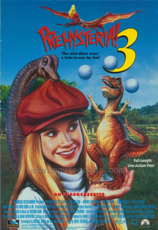 Prehysteria 3 Movie Poster Print featuring colorful prehistoric artwork.