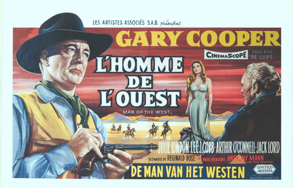 Man of the West movie poster print featuring classic Western imagery.
