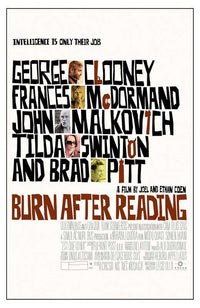 Burn After Reading Movie Poster Print showcasing the film's dark comedy theme.