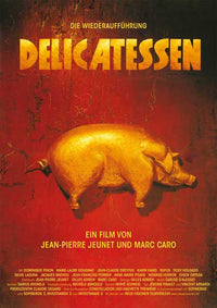 Delicatessen movie poster print showcasing whimsical art.