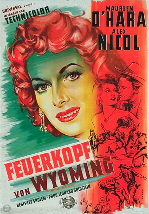 The Redhead from Wyoming movie poster print, vintage film art.
