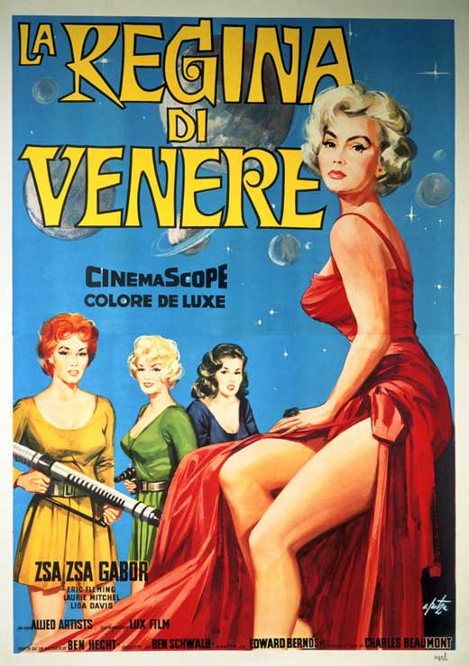Queen of Outer Space Movie Poster Print featuring vibrant sci-fi artwork.