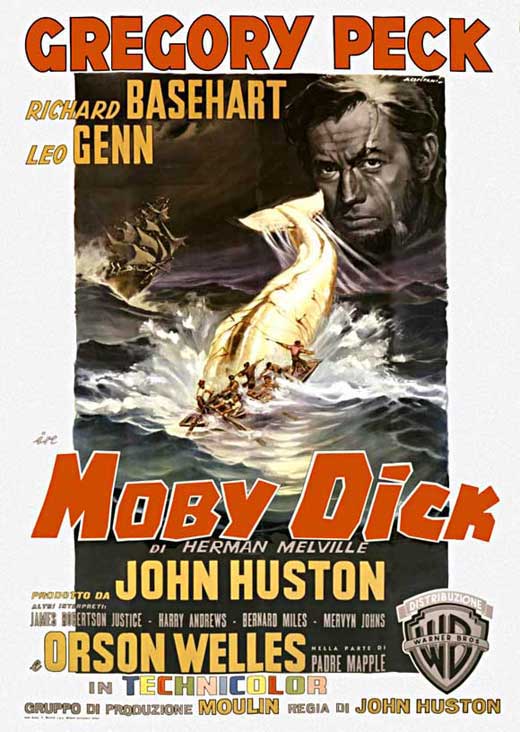 Moby Dick Movie Poster Print showcasing the classic tale of Captain Ahab and the white whale.
