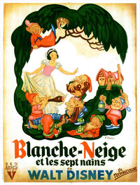 Snow White and the Seven Dwarfs Movie Poster Print featuring Snow White and her friends.