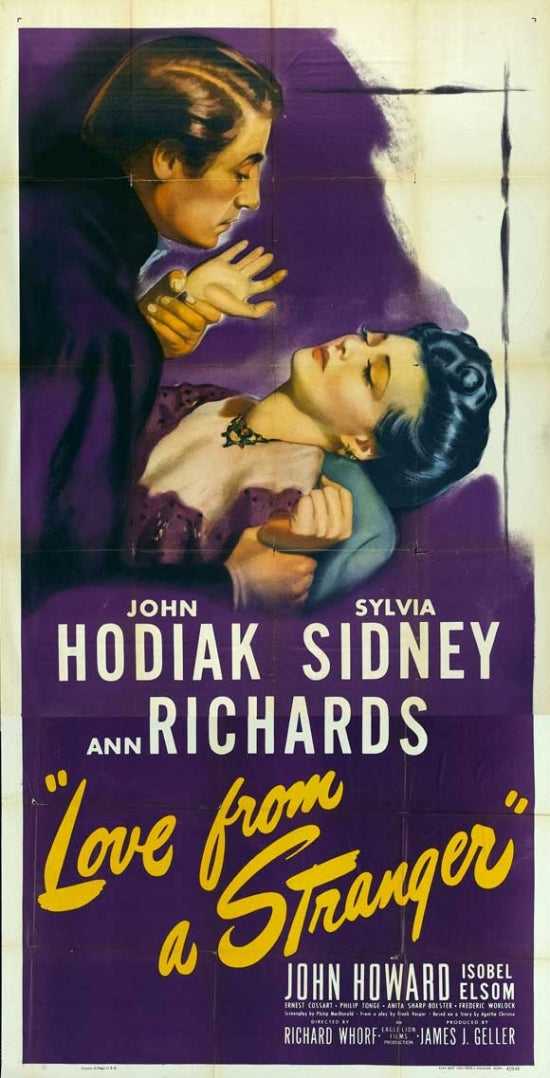 Love from a Stranger movie poster print showcasing romance and suspense.