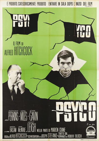 Psycho Movie Poster Print featuring classic horror imagery.
