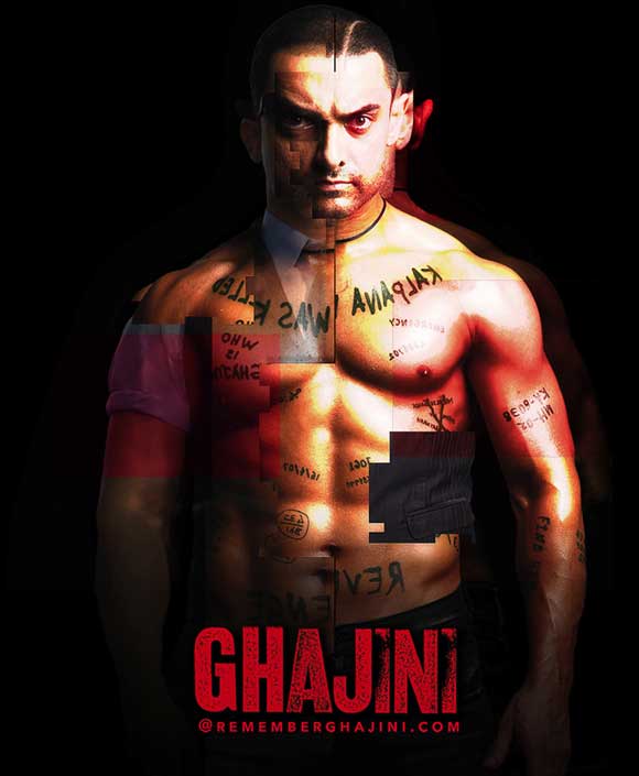 Ghajini Movie Poster Print showcasing vibrant colors and dramatic imagery.