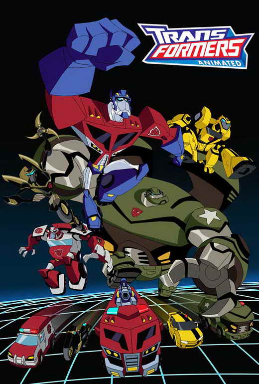 Transformers Animated Movie Poster Print showcasing iconic characters.