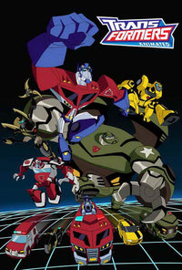 Transformers Animated Movie Poster Print showcasing iconic characters.