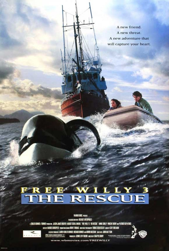Free Willy 3: The Rescue Movie Poster featuring vibrant colors and adventurous theme.