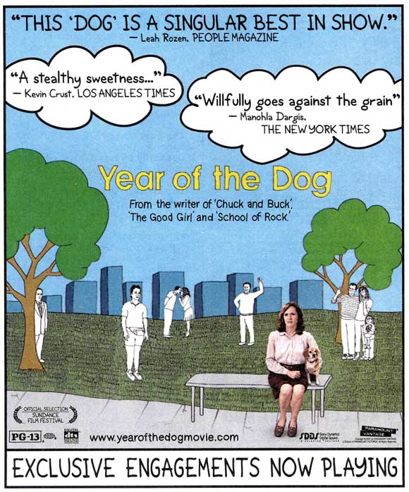 Year of the Dog Movie Poster Print featuring a playful dog design.