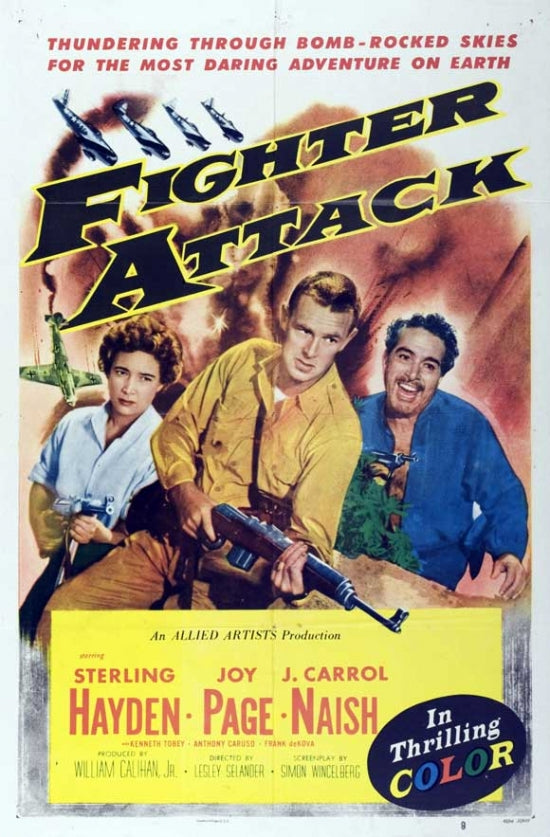 Fighter Attack Movie Poster Print featuring dynamic action artwork.