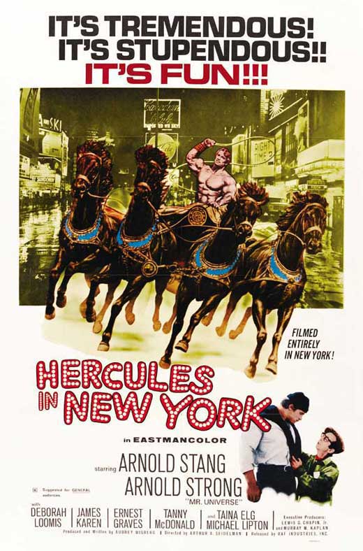 Hercules in New York Movie Poster Print showcasing the classic film.