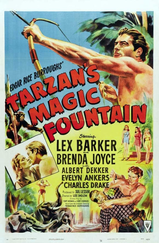 Tarzan's Magic Fountain Movie Poster Print showcasing classic adventure art.