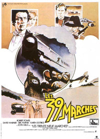 The 39 Steps Movie Poster Print featuring classic film design.
