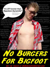 No Burgers for Bigfoot Movie Poster Print featuring a quirky design.
