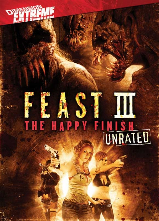 Feast 3: The Happy Finish Movie Poster featuring vibrant colors and animated design.