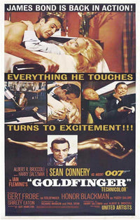 Goldfinger Movie Poster Print featuring James Bond iconic imagery.