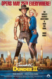 Crocodile Dundee 2 Movie Poster Print featuring iconic film character Mick Dundee.