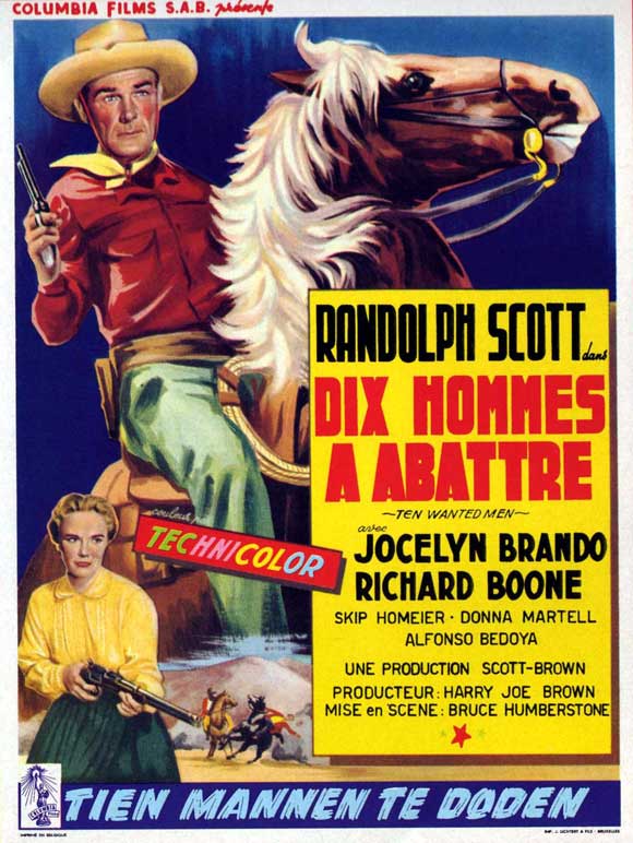 Ten Wanted Men Movie Poster Print featuring classic western imagery.