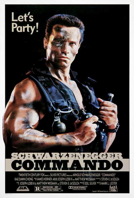Commando Movie Poster Print showcasing action-packed imagery.
