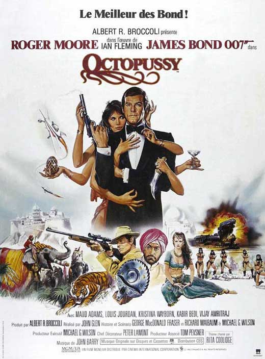Octopussy Movie Poster Print featuring iconic James Bond imagery.