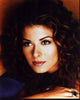 Debra Messing close-up photo print in blue top, vibrant colors.