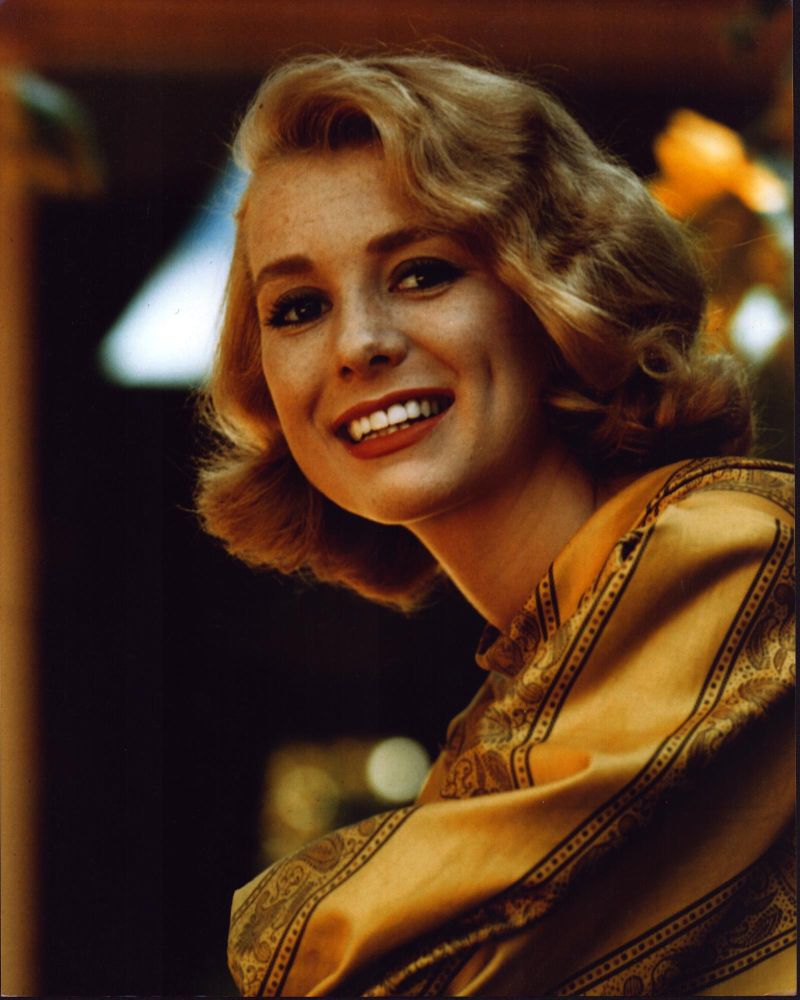 Inger Stevens photo print in gold outfit, classic Hollywood art.