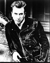 Tim Roth black and white photo print in leather jacket