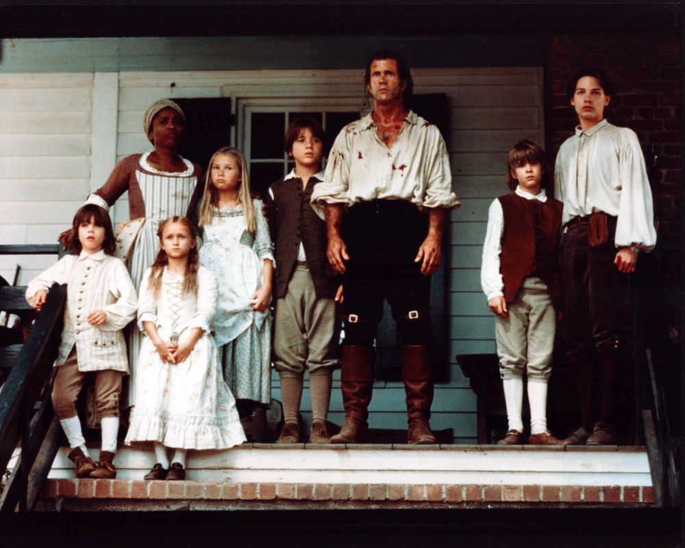 Mel Gibson and children on set of The Patriot photo print