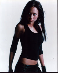 Jessica Alba Dark Angel photo print in black leather outfit.