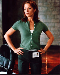 Jamie Luner wearing a green sweater photo print