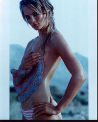 Michelle Behennah Topless with Striped Bikini Photo Print