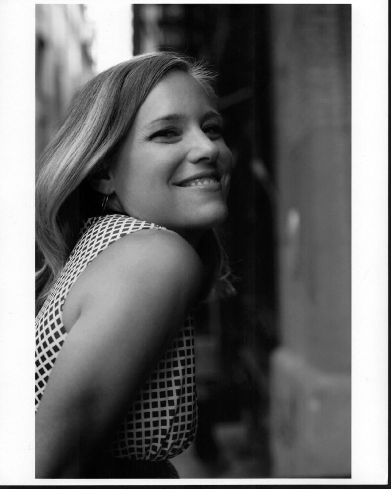 Zandy Hartig Side View in Checkered Top Black and White Photo Print