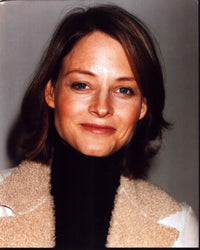 Jodie Foster in black turtleneck and fur collar coat photo print