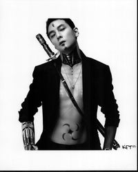 Daniel Wu as Cyborg Assassin black and white photo print