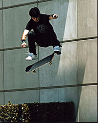 Chris Cole doing a kickflip photo print action shot.