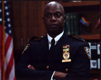 Andre Braugher in uniform on set of Brooklyn Nine-Nine photo print.