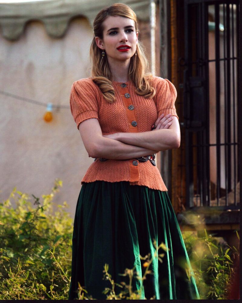 Emma Roberts in Orange Sweater with Arms Crossed Photo Print