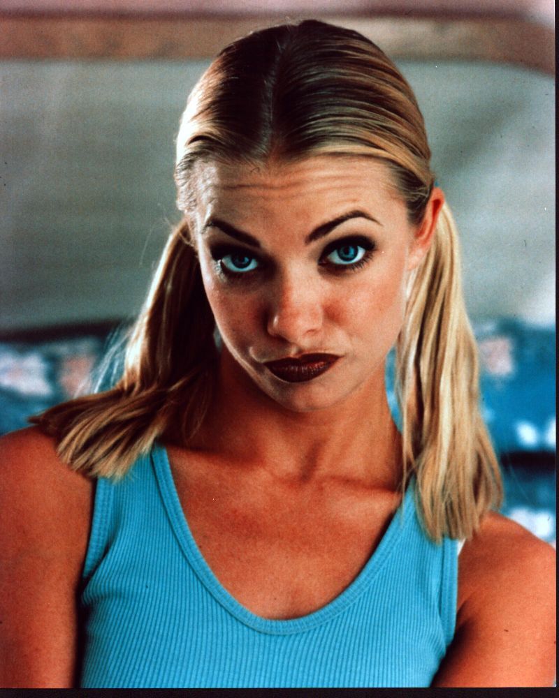 Jaime Pressly in blue tank top and pigtails photo print