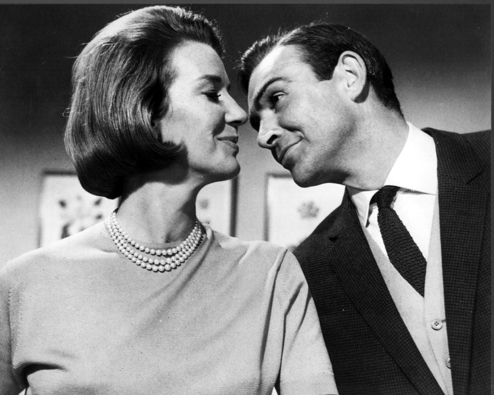 Lois Maxwell and Sean Connery in Goldfinger Black and White Photo Print