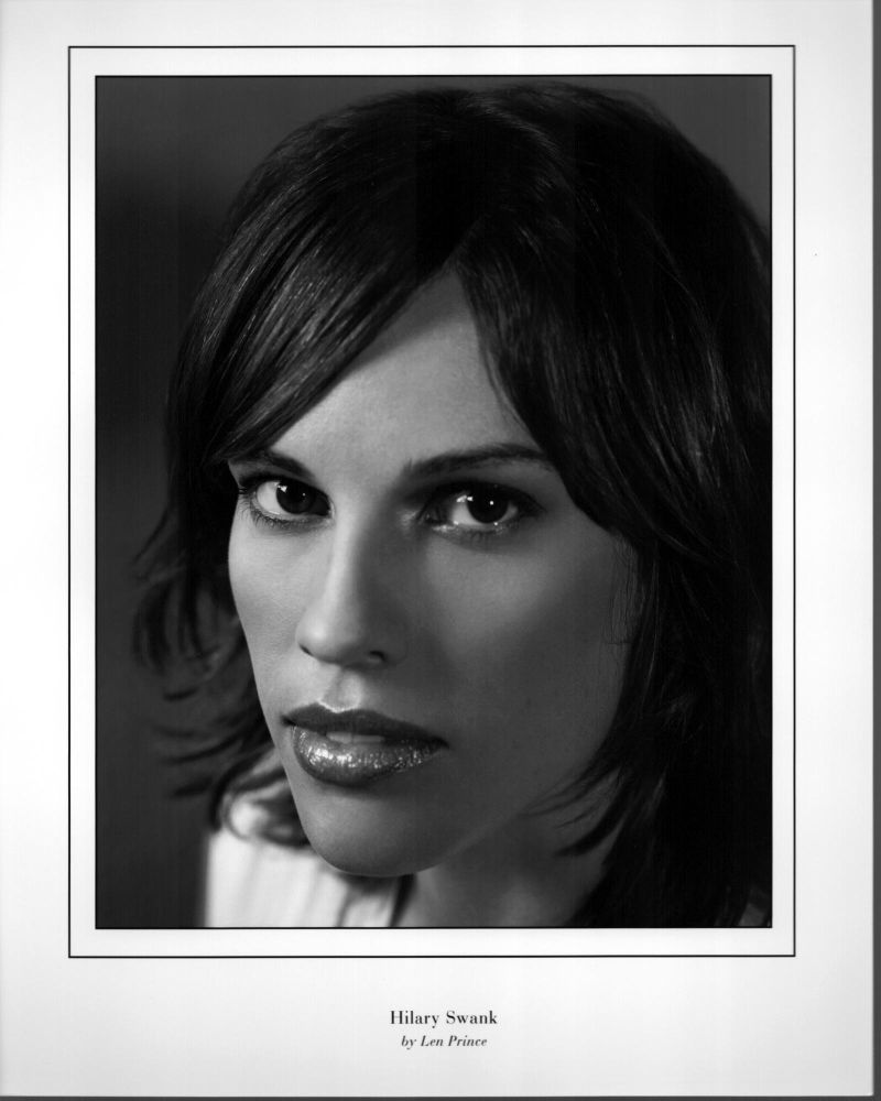 Hilary Swank Close-Up Black and White Photo Print